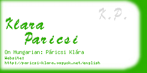 klara paricsi business card