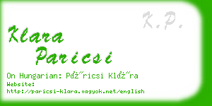 klara paricsi business card